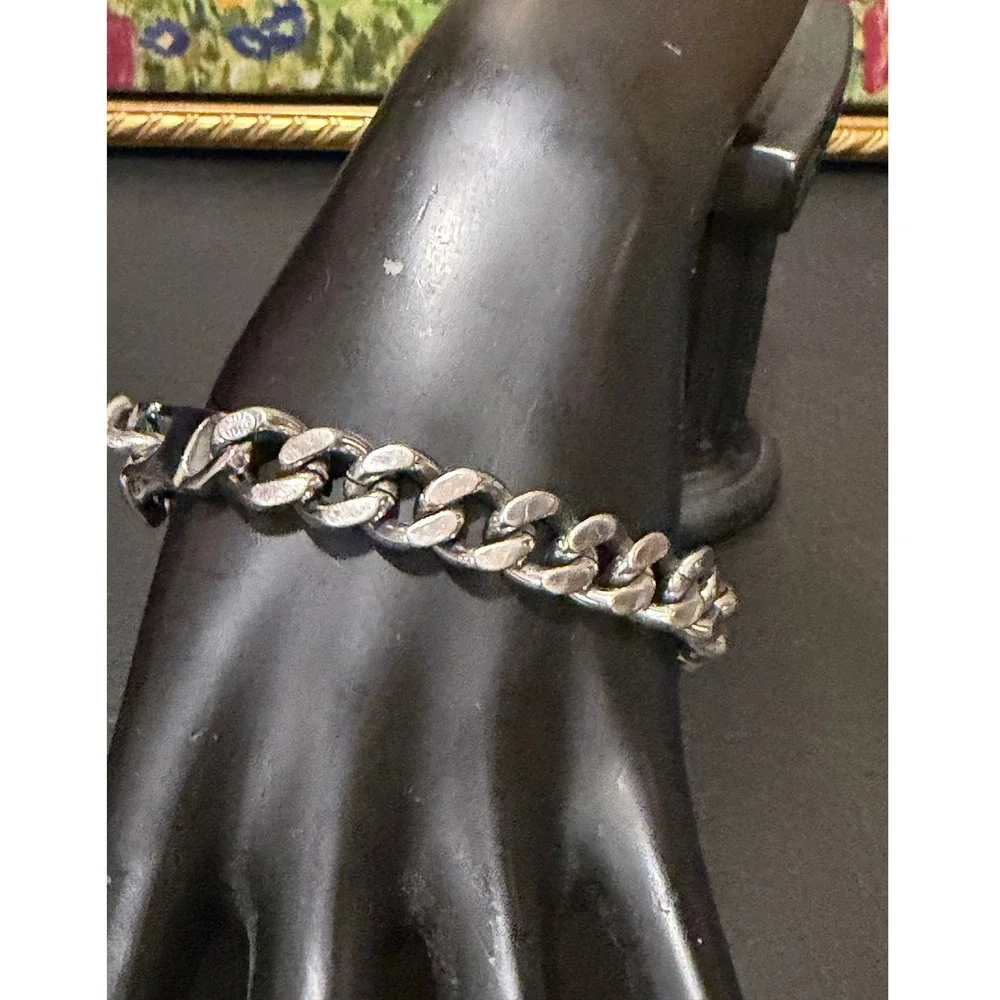 D Hallmark Curb Chain ID Bracelet Mens 7.25